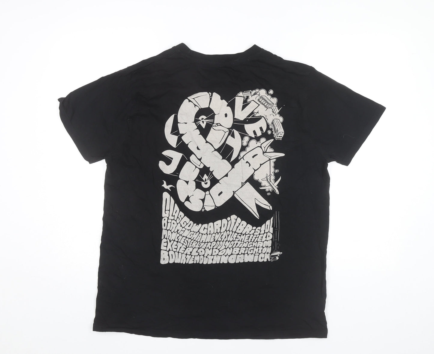 Stanley/Stella Men Black L Skull Snake Rock Graphic T-Shirt