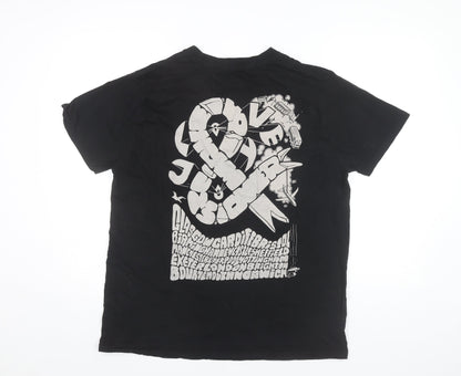 Stanley/Stella Men Black L Skull Snake Rock Graphic T-Shirt