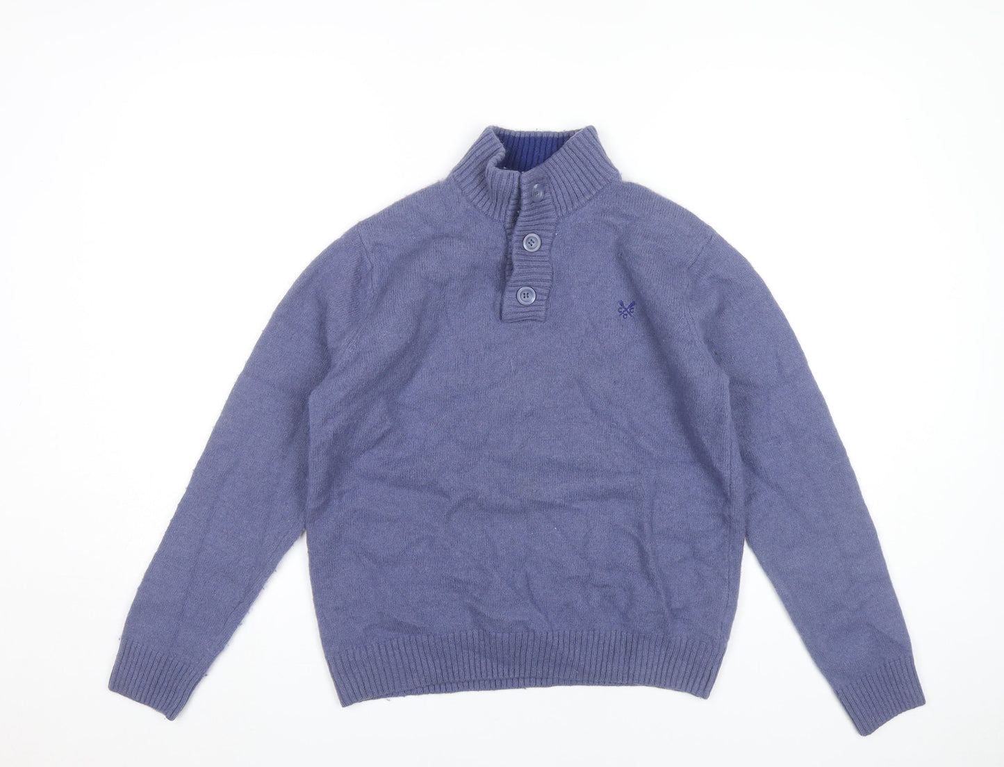 Crew Clothing Co. Men’s Blue Wool Henley Jumper L Long Sleeve