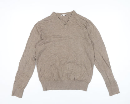 Gap Mens Beige V-Neck Cotton Pullover Jumper Size M