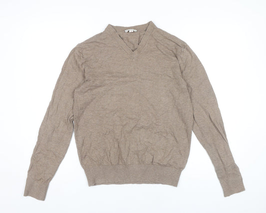 Gap Mens Beige V-Neck Cotton Pullover Jumper Size M