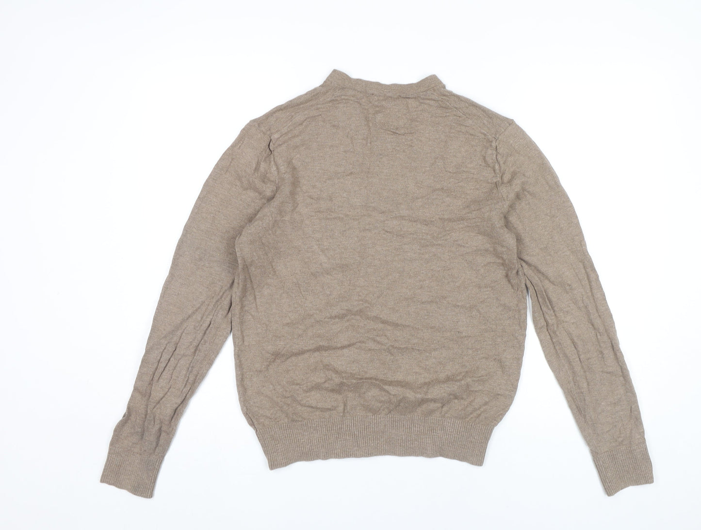 Gap Mens Beige V-Neck Cotton Pullover Jumper Size M