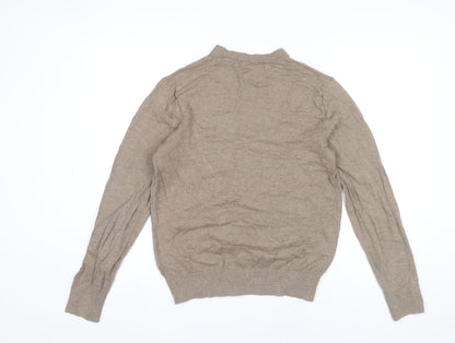 Gap Mens Beige V-Neck Cotton Pullover Jumper Size M