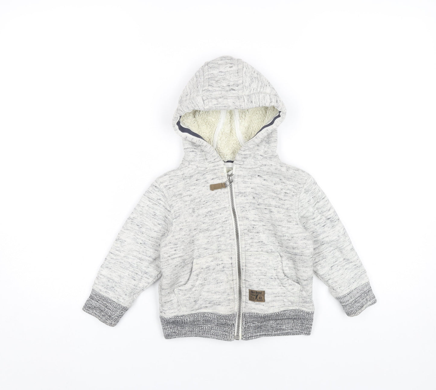 Next Unisex Baby Grey Hooded Jacket 18-24 Months Polyester Cotton Zip