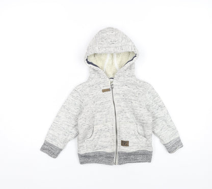 Next Unisex Baby Grey Hooded Jacket 18-24 Months Polyester Cotton Zip