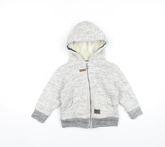 Next Unisex Baby Grey Hooded Jacket 18-24 Months Polyester Cotton Zip