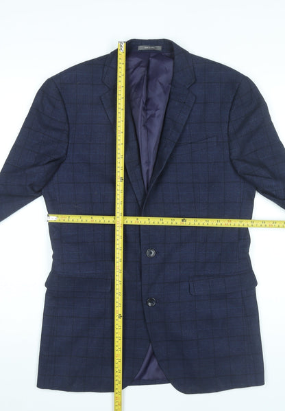 Primark Men’s Blue Checked Slim Fit Blazer Jacket 38L Notch Lapel