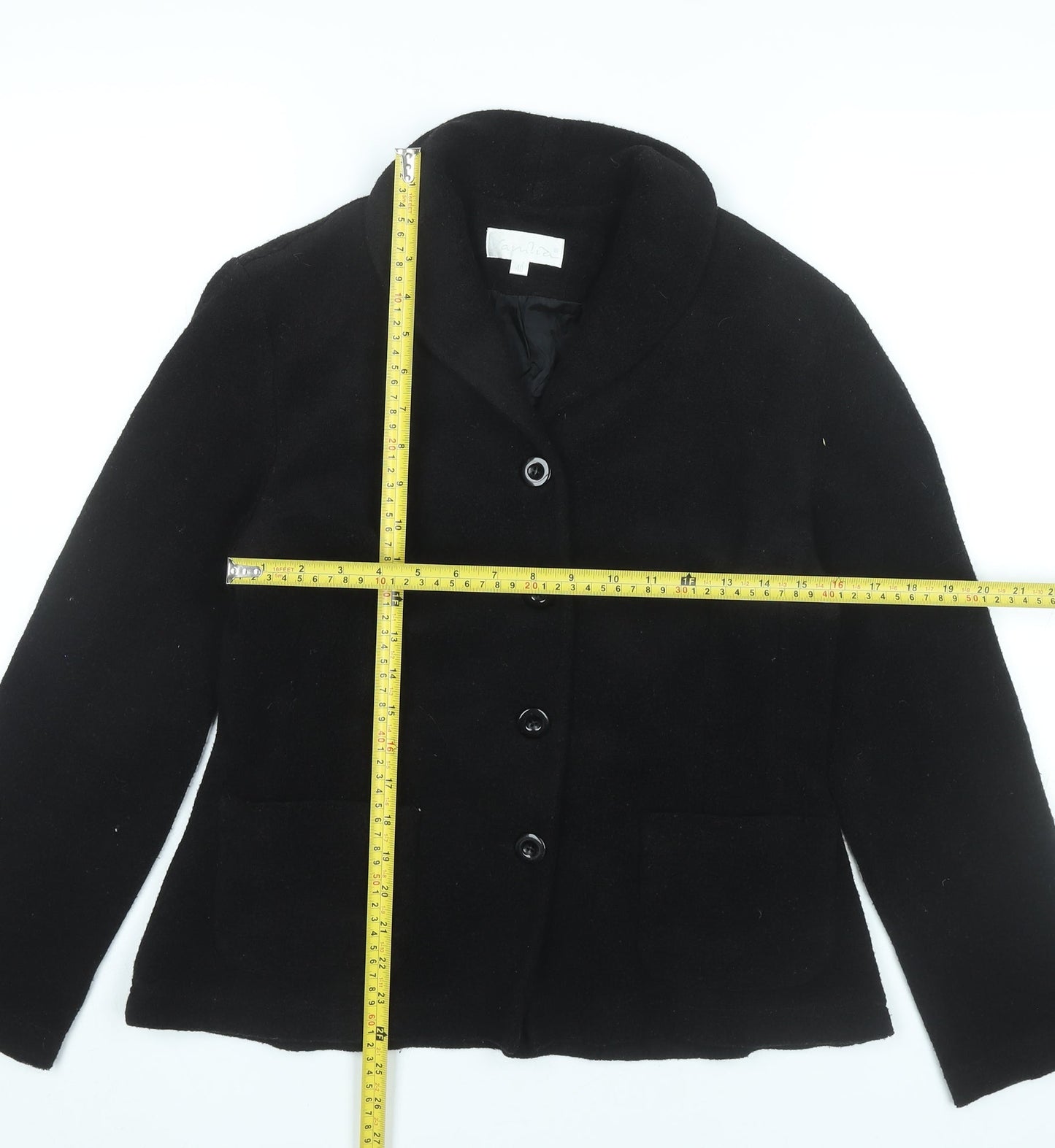 Vanilia Women’s Black Wool Blend Blazer Jacket Size 12
