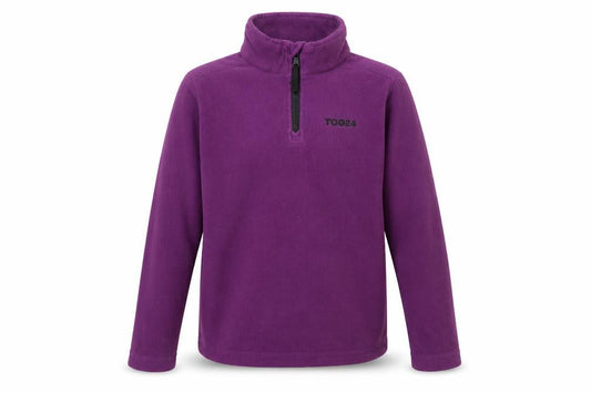 Front view of TOG24 girls’ purple fleece sweatshirt 7-8y 1/4 zip mock neck