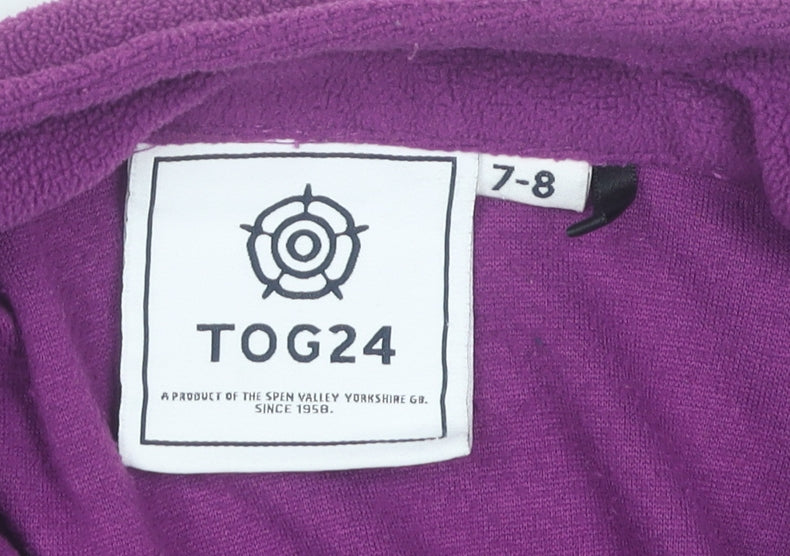 TOG24 Girls Purple Fleece Sweatshirt 7-8Y 1/4 Zip Mock Neck