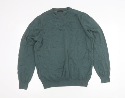 Marks and Spencer Men’s Green Cotton Crew Neck Pullover Jumper L