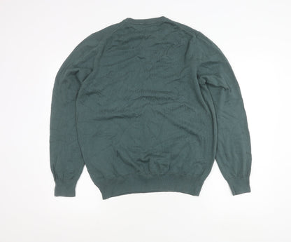 Marks and Spencer Men’s Green Cotton Crew Neck Pullover Jumper L
