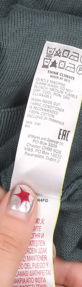 Marks and Spencer Men’s Green Cotton Crew Neck Pullover Jumper L