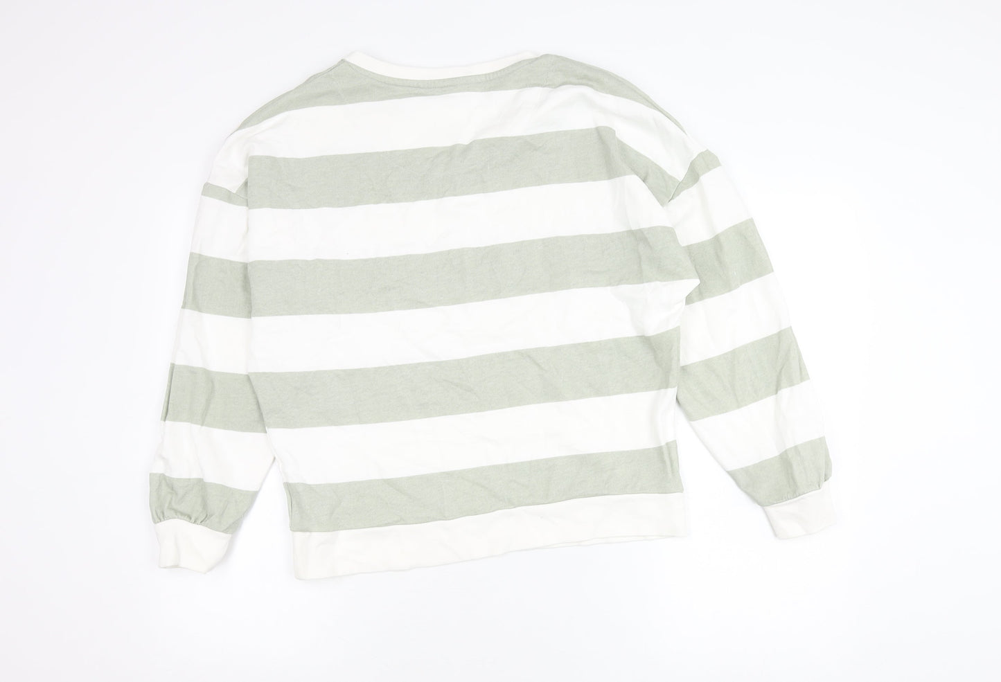 U.S. Polo Assn. Womens Green White Striped V-Neck Sweatshirt Size 10