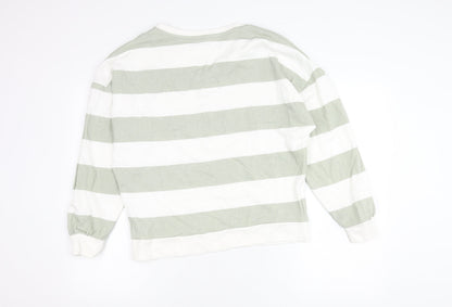 U.S. Polo Assn. Womens Green White Striped V-Neck Sweatshirt Size 10