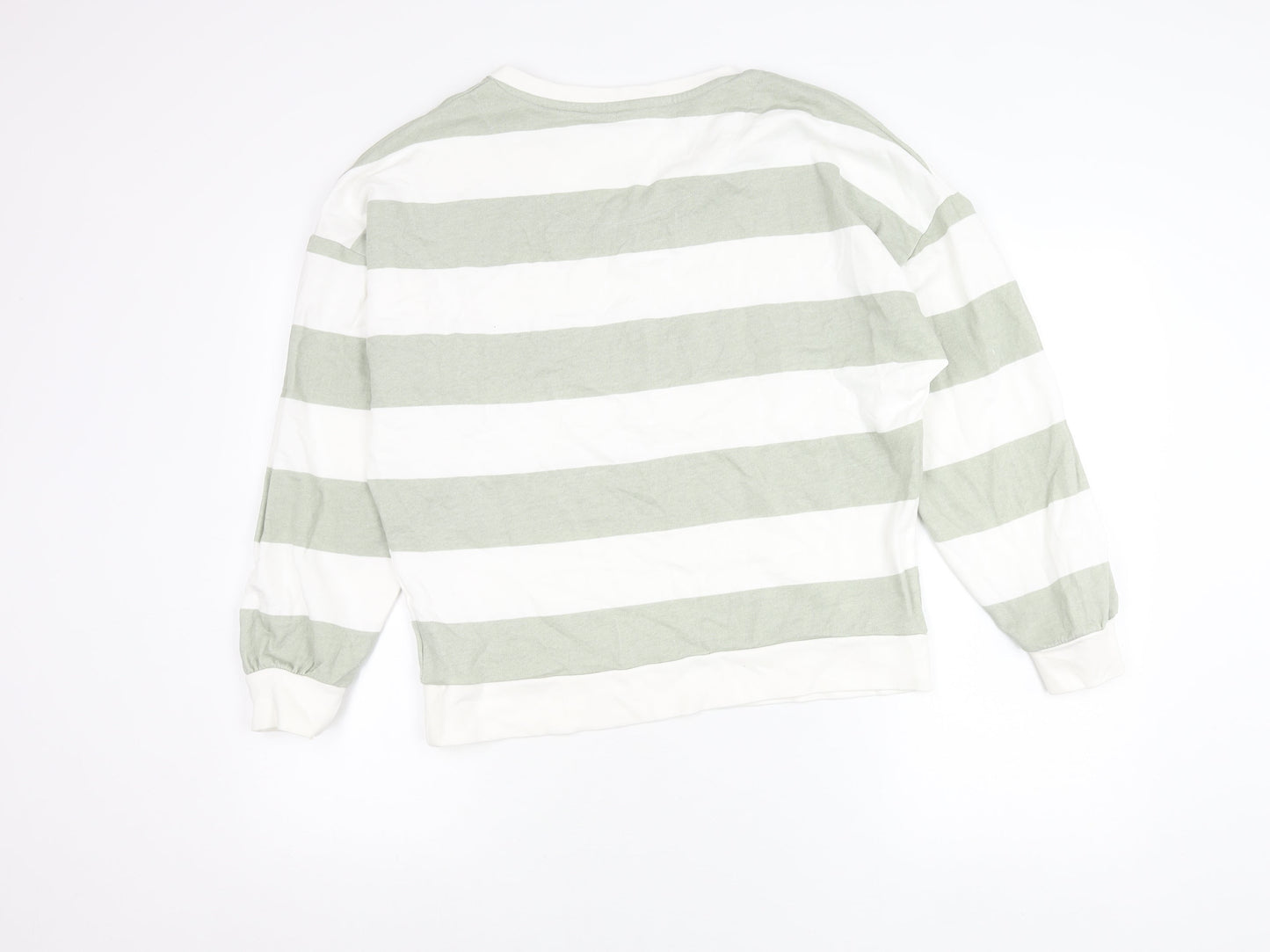 U.S. Polo Assn. Womens Green White Striped V-Neck Sweatshirt Size 10
