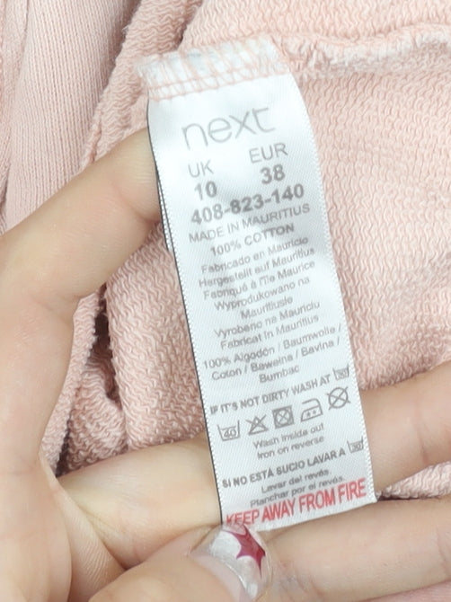 Next Women’s Pink Sweatshirt UK 10 Cotton Crew Neck Long Sleeve