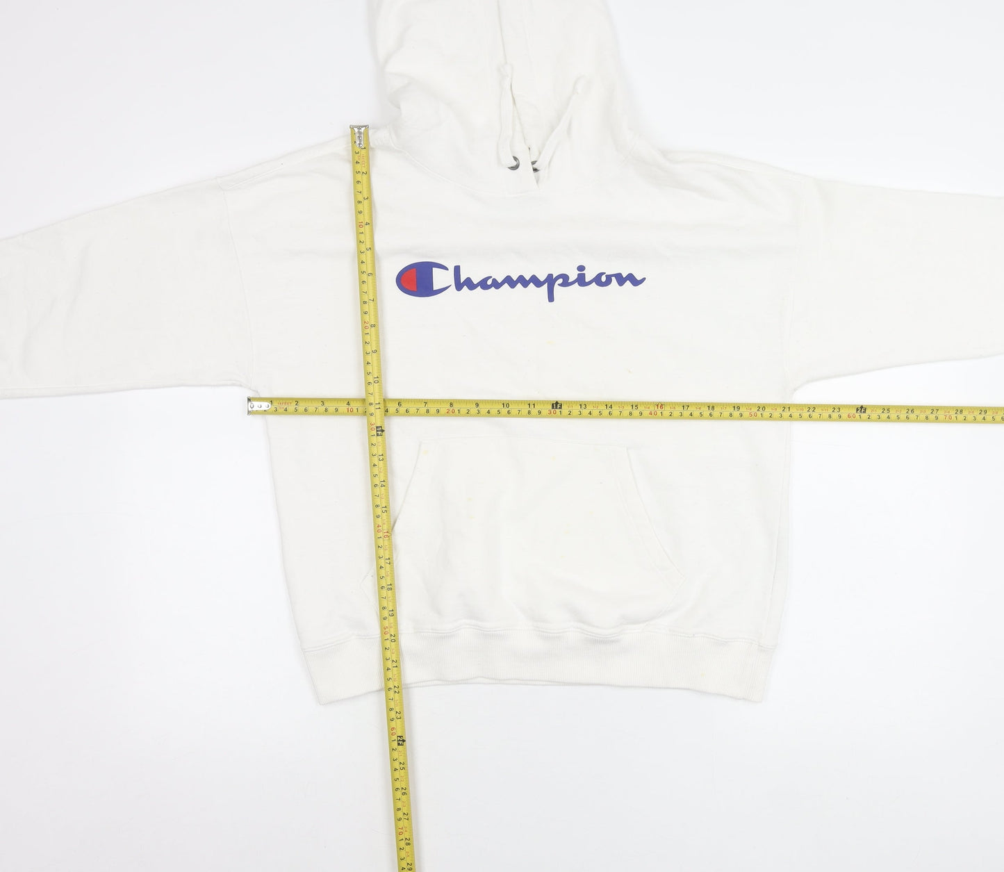 Champion Womens White Pullover Hoodie Small Logo Sports Casual