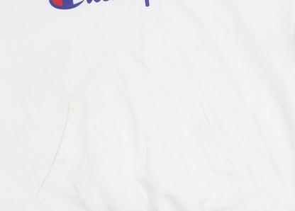Champion Womens White Pullover Hoodie Small Logo Sports Casual