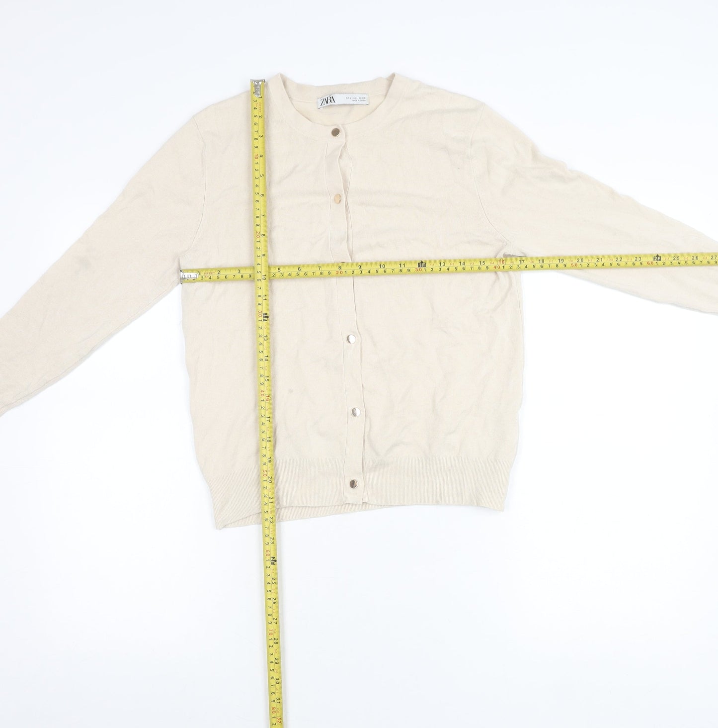 Womens UK Size L Zara Beige Cardigan Jumper