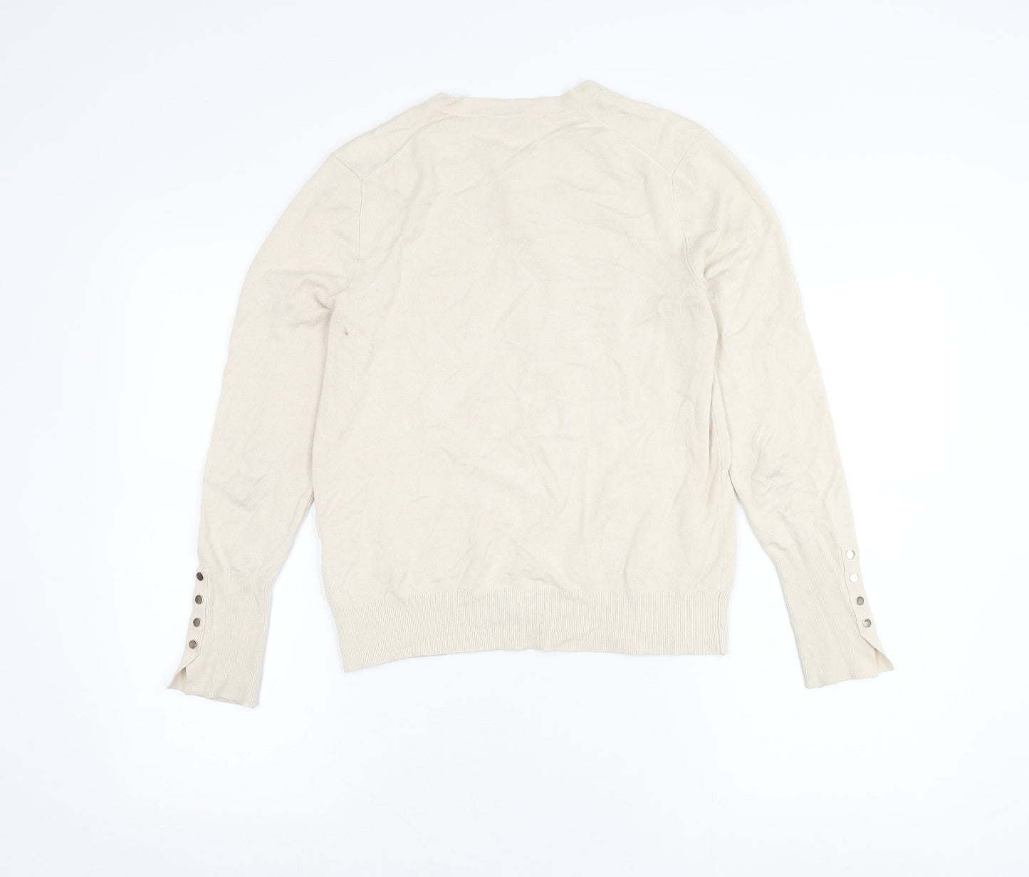 Womens UK Size L Zara Beige Cardigan Jumper