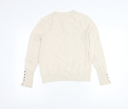 Womens UK Size L Zara Beige Cardigan Jumper