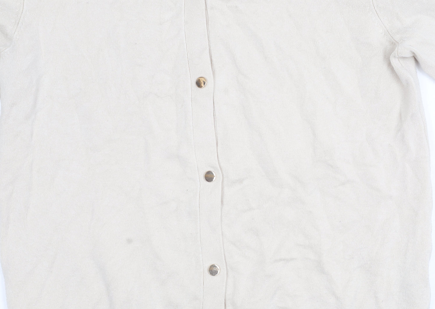 Womens UK Size L Zara Beige Cardigan Jumper