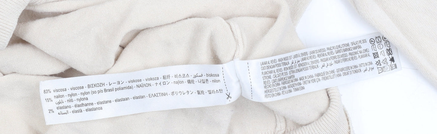 Womens UK Size L Zara Beige Cardigan Jumper