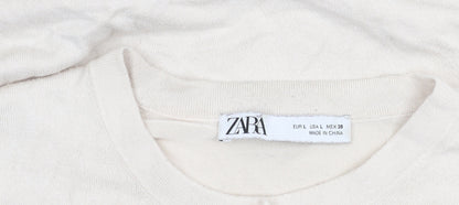 Womens UK Size L Zara Beige Cardigan Jumper