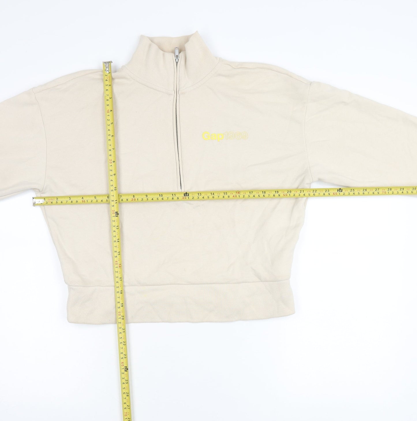 GAP Women’s Beige High Neck Half Zip Sweatshirt Size S Cotton Blend