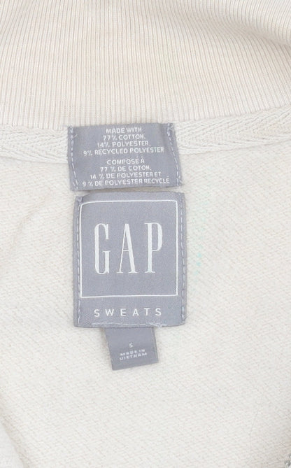 GAP Women’s Beige High Neck Half Zip Sweatshirt Size S Cotton Blend