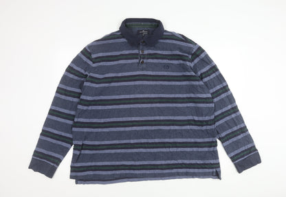 Marks and Spencer Blue Harbour Men’s 2XL Striped Long Sleeve Polo Shirt
