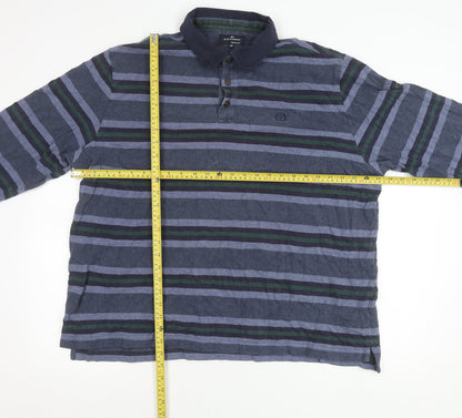 Marks and Spencer Blue Harbour Men’s 2XL Striped Long Sleeve Polo Shirt