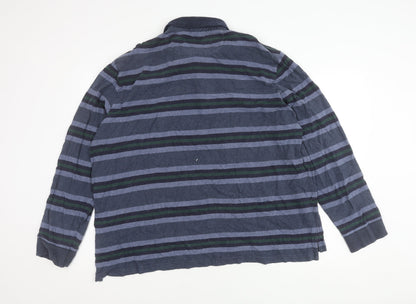 Marks and Spencer Blue Harbour Men’s 2XL Striped Long Sleeve Polo Shirt