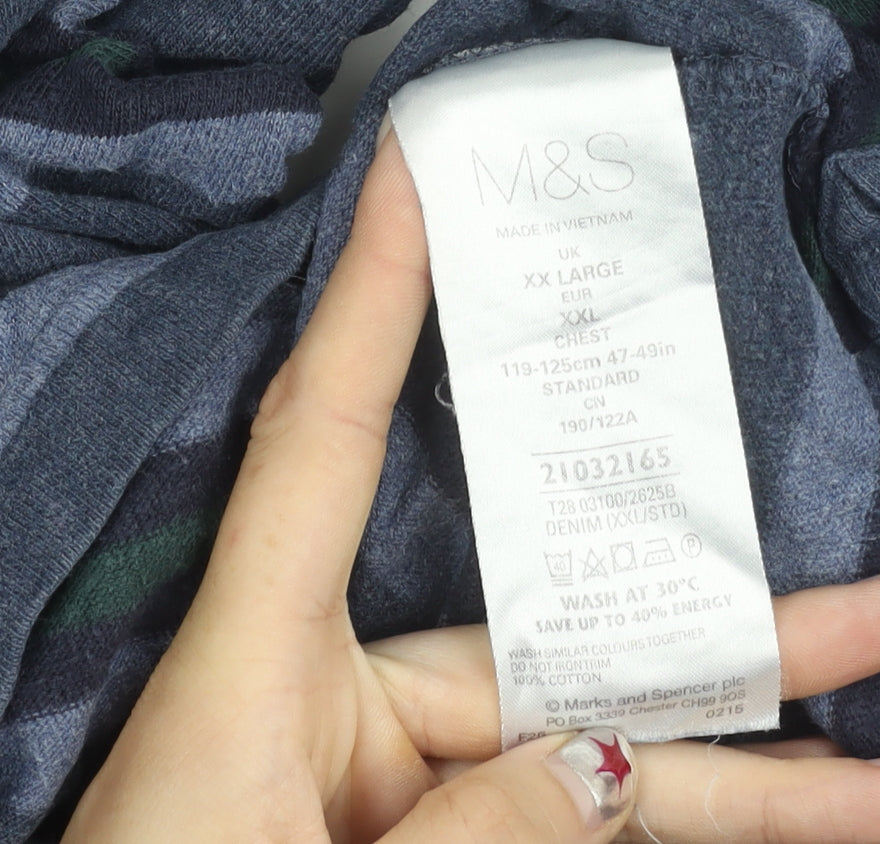 Marks and Spencer Blue Harbour Men’s 2XL Striped Long Sleeve Polo Shirt