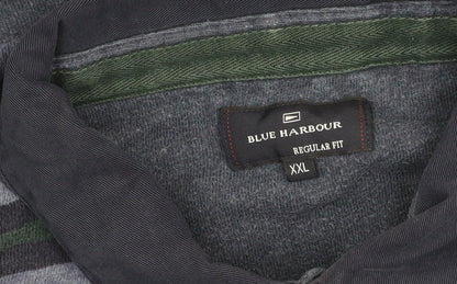 Marks and Spencer Blue Harbour Men’s 2XL Striped Long Sleeve Polo Shirt