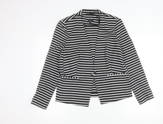 Marks and Spencer Women Black Striped Blazer Jacket Size 16