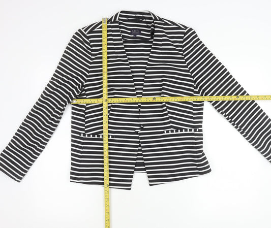 Marks and Spencer Women Black Striped Blazer Jacket Size 16
