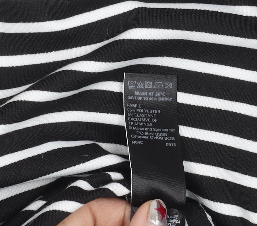 Marks and Spencer Women Black Striped Blazer Jacket Size 16