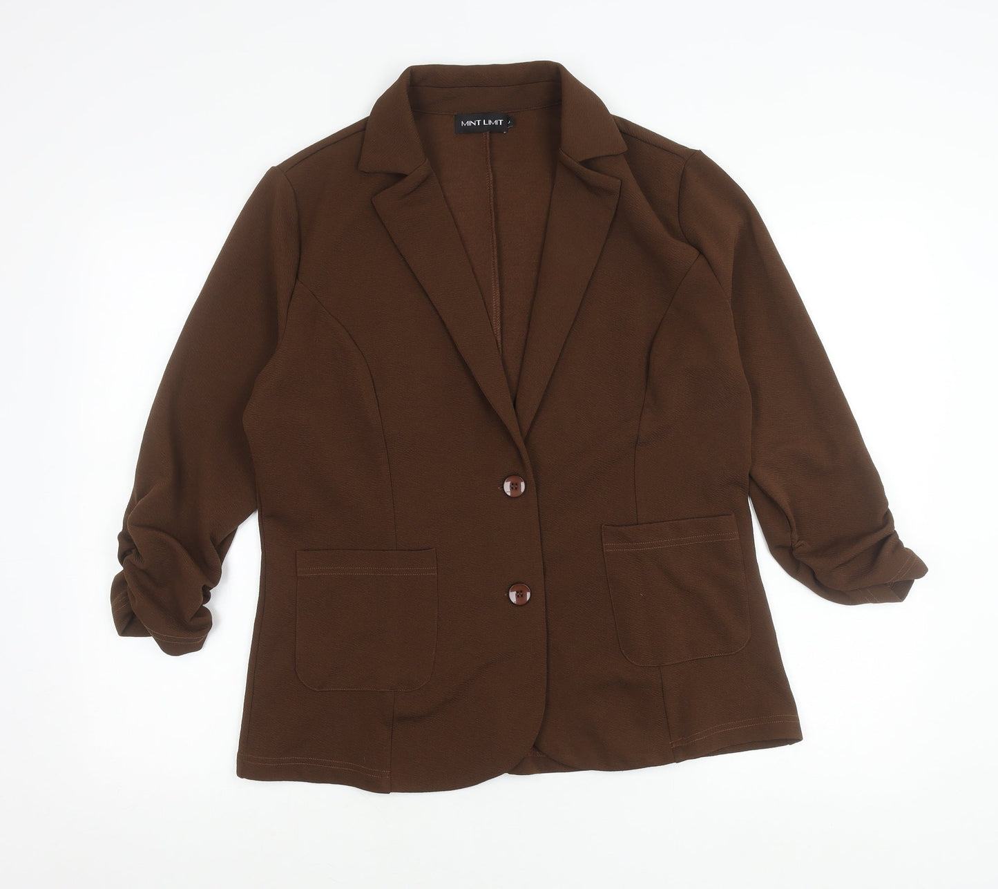 Mint Limit Women Brown Blazer Jacket Size L Polyester Two Button