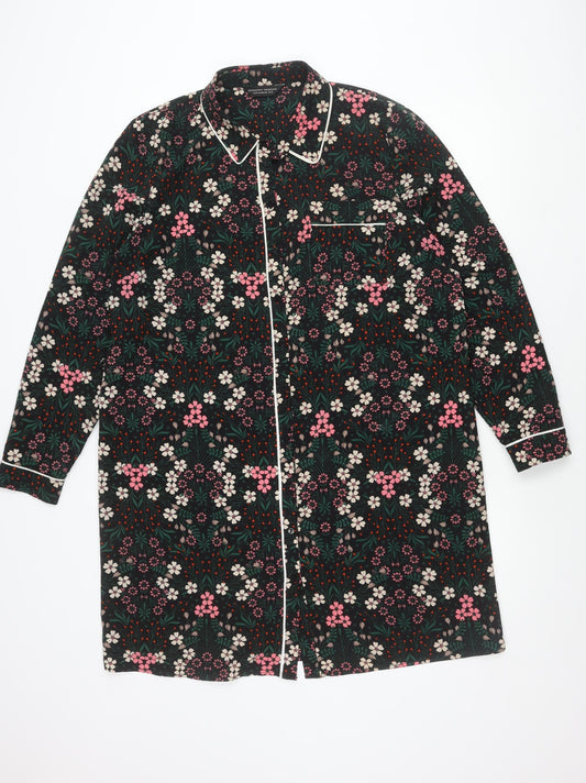 Dorothy Perkins Women’s Black Floral Shirt Dress UK18 Long Sleeve