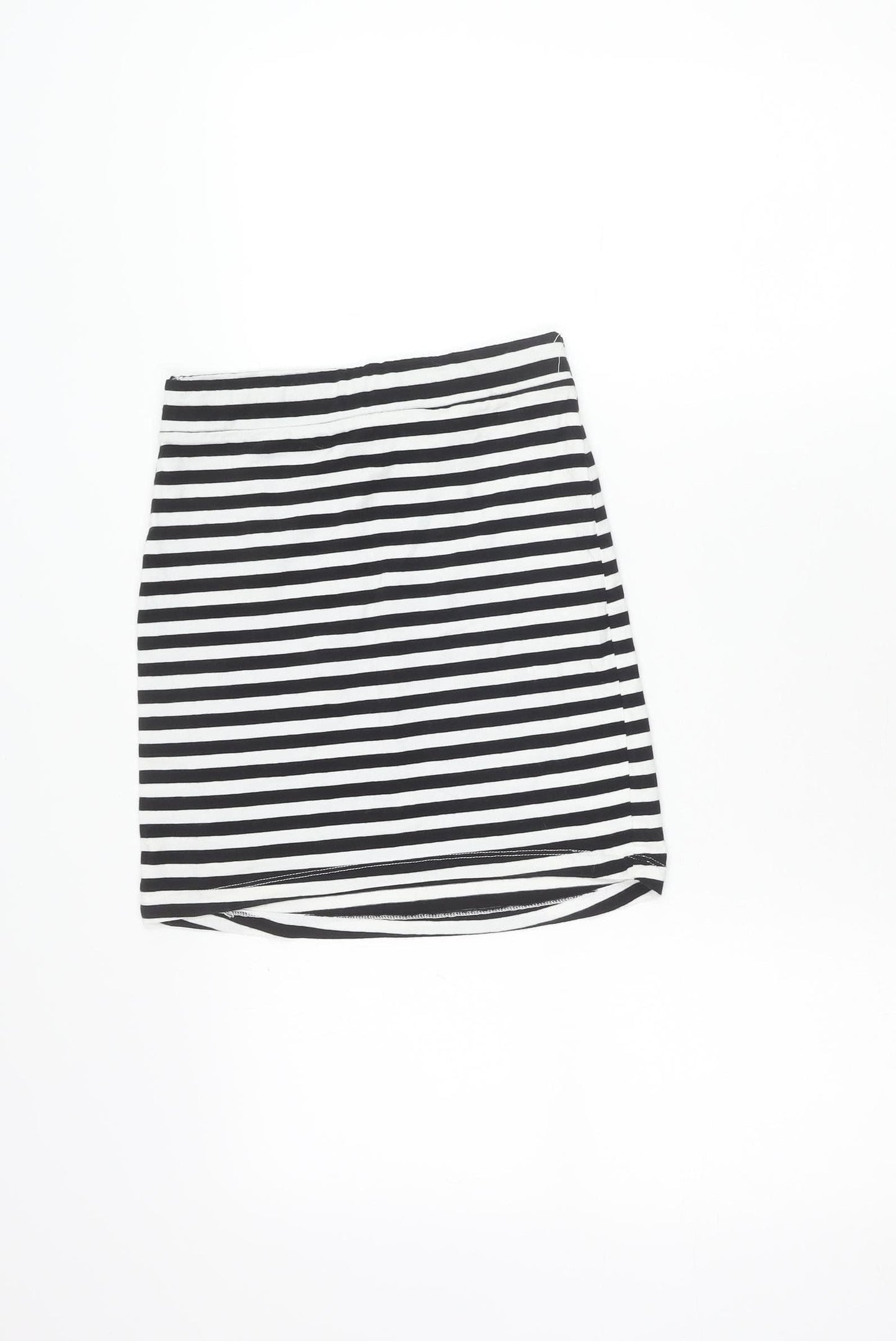 H&M Divided Womens Black White Striped Short Pencil Skirt S
