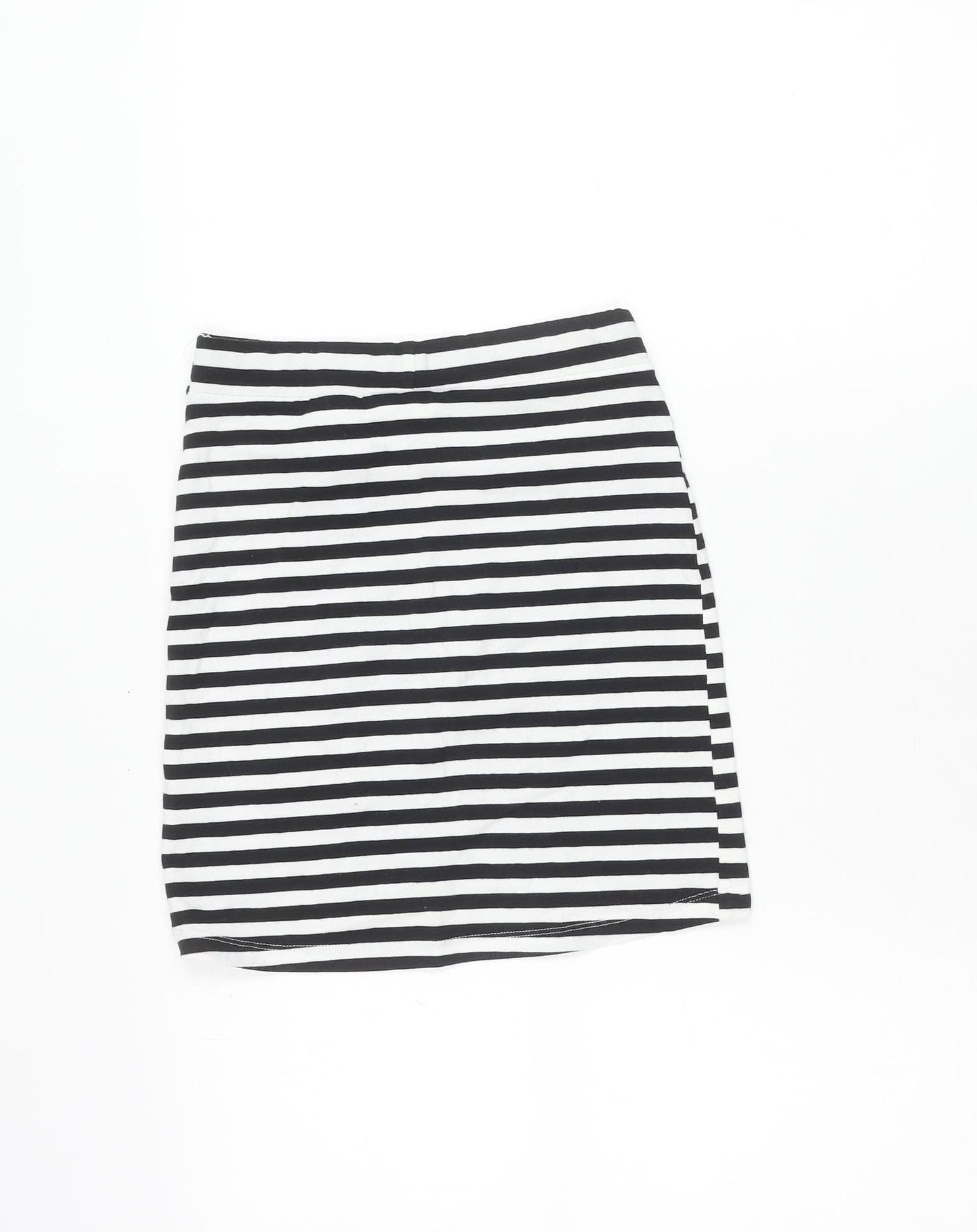 H&M Divided Womens Black White Striped Short Pencil Skirt S