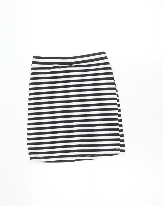H&M Divided Womens Black White Striped Short Pencil Skirt S