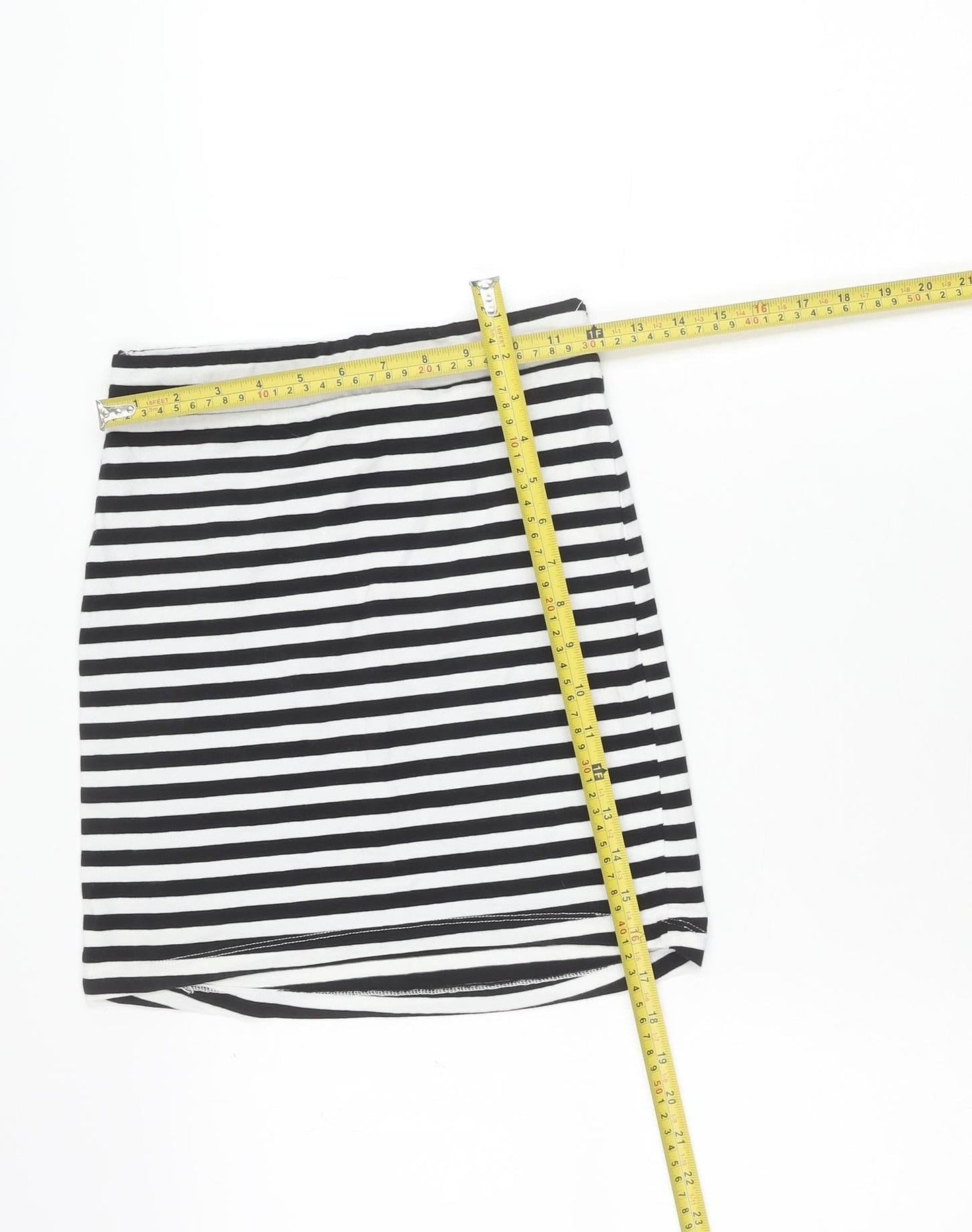 H&M Divided Womens Black White Striped Short Pencil Skirt S