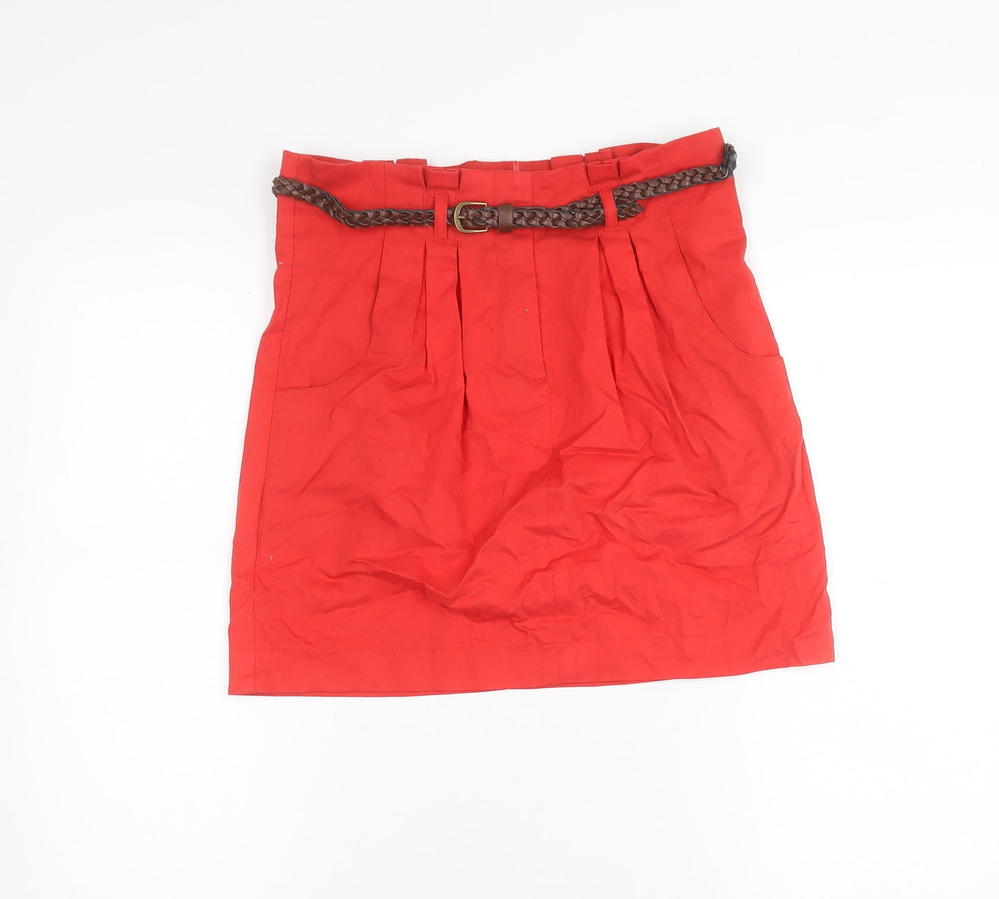 Womens UK Size 12 Topshop Pleated Canvas Skirt