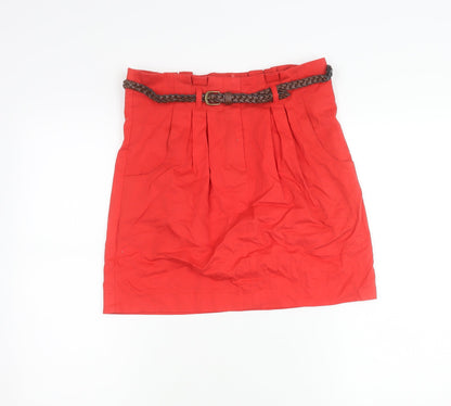 Womens UK Size 12 Topshop Pleated Canvas Skirt