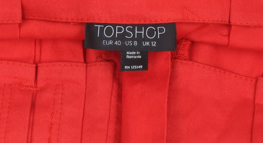 Womens UK Size 12 Topshop Pleated Canvas Skirt