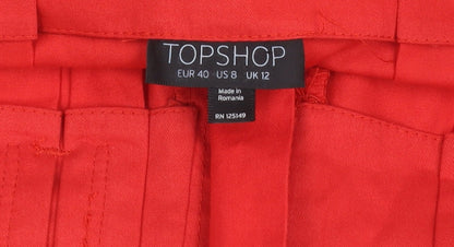 Womens UK Size 12 Topshop Pleated Canvas Skirt