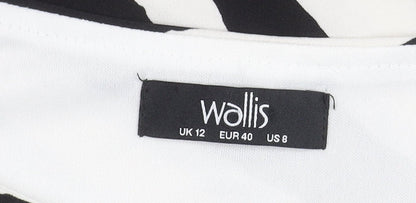 Wallis Womens Zebra Print Sheath Dress UK 12 Knee Length 3/4 Sleeve